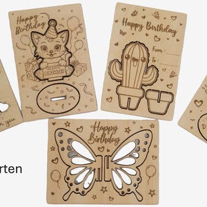 Pop-up Glückwunschkarte aus Holz, Geldgeschenk