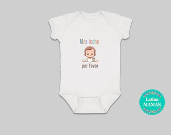 Más Leche Por Favor Baby Onesie and Toddler T-Shirt - Cute Milk Bottle Design - Latino Culture Baby Clothes