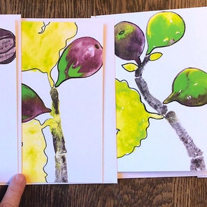 Feigen Grußkarten | 4 Karten Set Alle Gelegenheit Blank Inside - Kunstdrucke von Original Handgemalten Designs Drucke