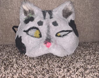 grey cat therian mask furry gear