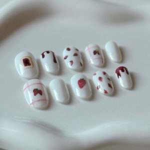 Strawberry Jam Press On Nails | 10 Press On Nails | Custom Made