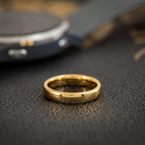 4mm Wedding Band for Women, Gold Tungsten Wedding Ring for Her, Women&#39;s Gold Wedding Band, Simple Tungsten Dome Gold Band, Womens Gold Ring