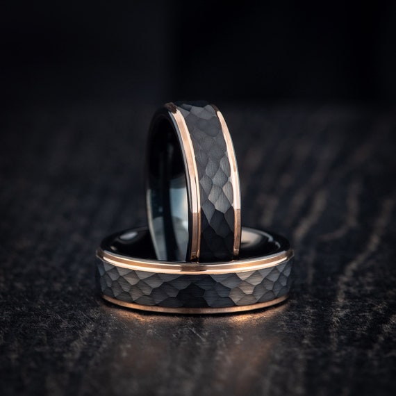 Mens Hammered Tungsten Engraved Promise Ring, Anniversary Gift for Him, Personalized Wedding Band for Men, Engagement Gift for Boyfriend