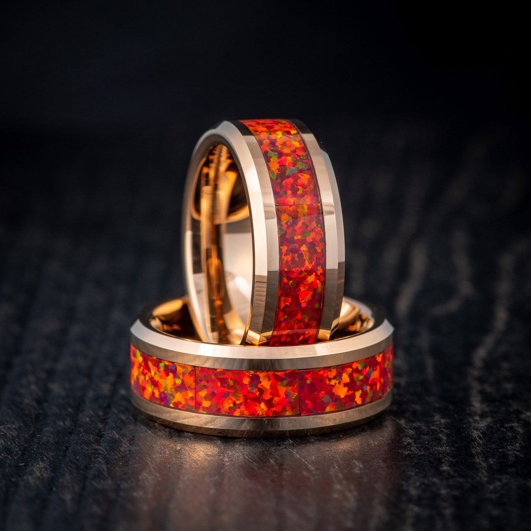 Personalized Unique Mens Opal Wedding Band Man Ring, Promise Ring for ...