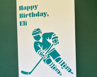 Personalized Hockey Birthday Card