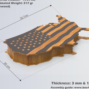 USA Map Box Designdateien | DIY Laser geschnitten Pläne | Digitale Holzbearbeitungs Blaupausen | Sofort Download