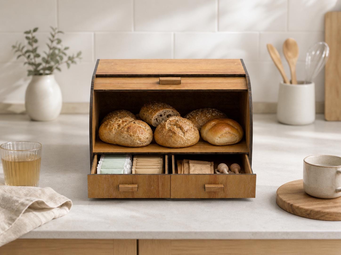 Laser Cut Bread Box Design Files: DIY Woodworking Plans (digital ...