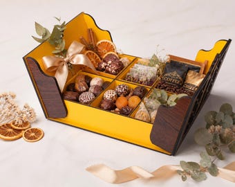 TopDuaDoor Geschenkbox Laser Cut Datei SVG DXF, Schokolade Tee Kaffee Box Vorlage, 3 mm 1/8 Zoll Holz Geschenkverpackung Digitaler Download
