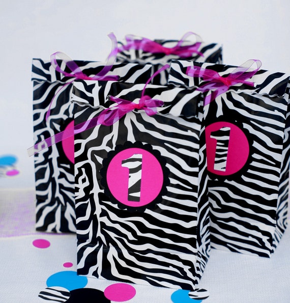 Items similar to ZEBRA favor bags ONE DOZEN zebra print on Etsy