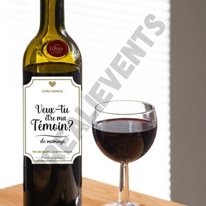 Etiquette bouteille pour annonce Témoin-marraine-parrain-grossesse personnalisable