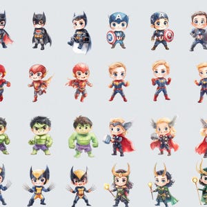Superhero character collection featuring heroes for marvel clipart projects.
