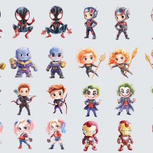 Superhero character collection featuring heroes for marvel clipart projects.