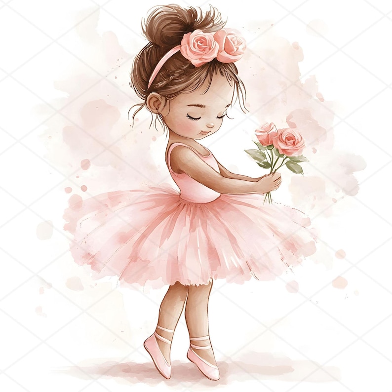 17 Watercolor Little Ballerina Clipart Jpgs, Pink Ballerina, Pastel ...