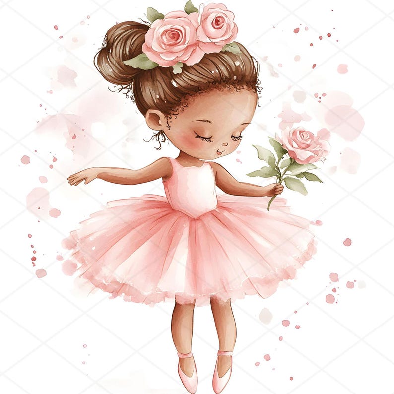 17 Watercolor Little Ballerina Clipart Jpgs, Pink Ballerina, Pastel ...