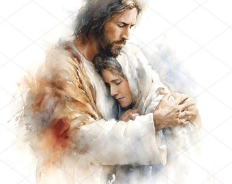 26 Jesus Christ Clipart, Biblical Characters, Religious Christian Clipart, High Quality JPG, Watercolor Clipart, Digital Download