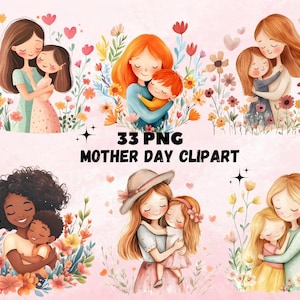 33 Cute Mothers Day Clipart, Happy Mothers Day PNG, Mom&#39;s Day Clipart, Mother and Daughter, Mother and Son, Mother Graphics