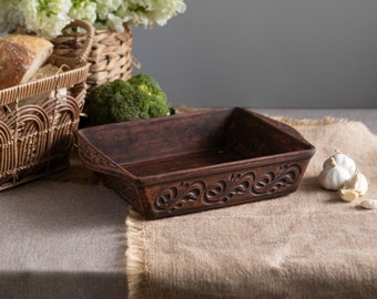 Ceramic Roasting Pan, Handmade Red Clay Casserole Cooking Dish, Rustic Kitchenware, Bread Baking Dish, Terracotta Cookware, Clay Dutch Oven