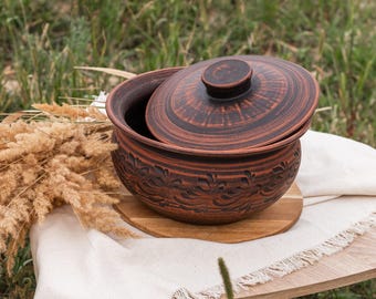 赤い陶器の鍋と蓋、グリルセット 赤い陶器の鍋と蓋、グリルセット 【公式通販】