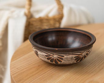 Red Clay Rustic Handmade Ceramic Bowl 14.2oz, Pottery Cereal, Soup, Ramen, Salad, Dessert Bowl, Terracotta Clay Bowl, Artisan Kitchenware