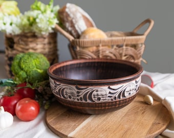 Tontopf zum Kochen, Keramik Geschirr, Terrakotta Töpfe, Steingutgeschirr, rustikale Keramikschüssel, Einweihungsgeschenk, Geschenk für Oma