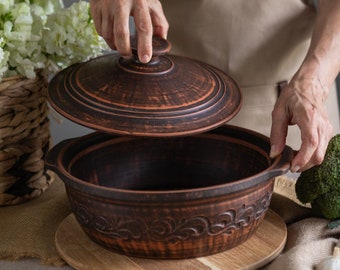 Big Pot Handmade Ceramic Baking Dish Saucepan Clay Cooking Pan Organic Ceramics Dutch Oven Casserole Cooker Crockery Tableware Utensil