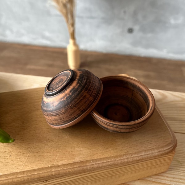 READY TO SHIP, Mini Clay Dip Bowls, Handcrafted Rustic Sauce Bowls, Terracotta Spice Condiment Holders, Eco Red Pottery, Kitchen Decor Gift