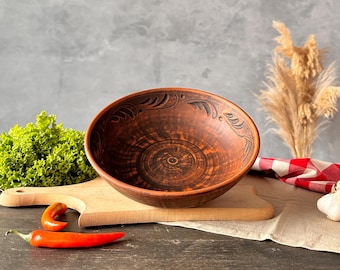 Roter Ton handgemachte Keramikschüssel, Keramikgeschirr, Terrakotta-Handwerkerschüssel, rustikales Geschirr, traditionelles Ukrainisches Geschenk
