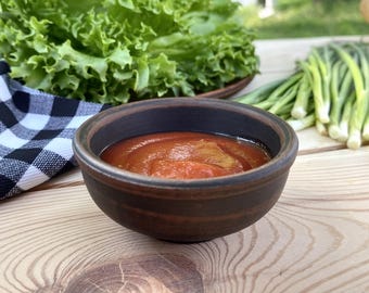 READY TO SHIP, Small Red Clay Sauce Bowl, Rustic Handmade Pottery for Dips, Spices, Condiments, Eco-Friendly Kitchen and Table Decor