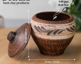 READY TO SHIP, Handmade Clay Pot With Lid, Unglazed Clay Dish, Eco-friendly Cookware, Terracotta Kitchen Decor, New House Gift, Grandma Gift