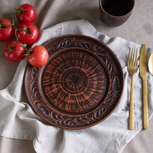 Rustic plate, Clay cookware hand, Terracotta pot, Handmade Clay Plate Ceramic, Clay roasting pot, Ukrainian gift, Ceramics kitchenware