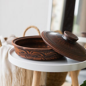 Panela de barro sem esmalte para cozinhar e servir com tampa, Kadai de barro, utensílios de cozinha de panela de terracota, cerâmica artesanal Ayurveda Range, panela de curry biry