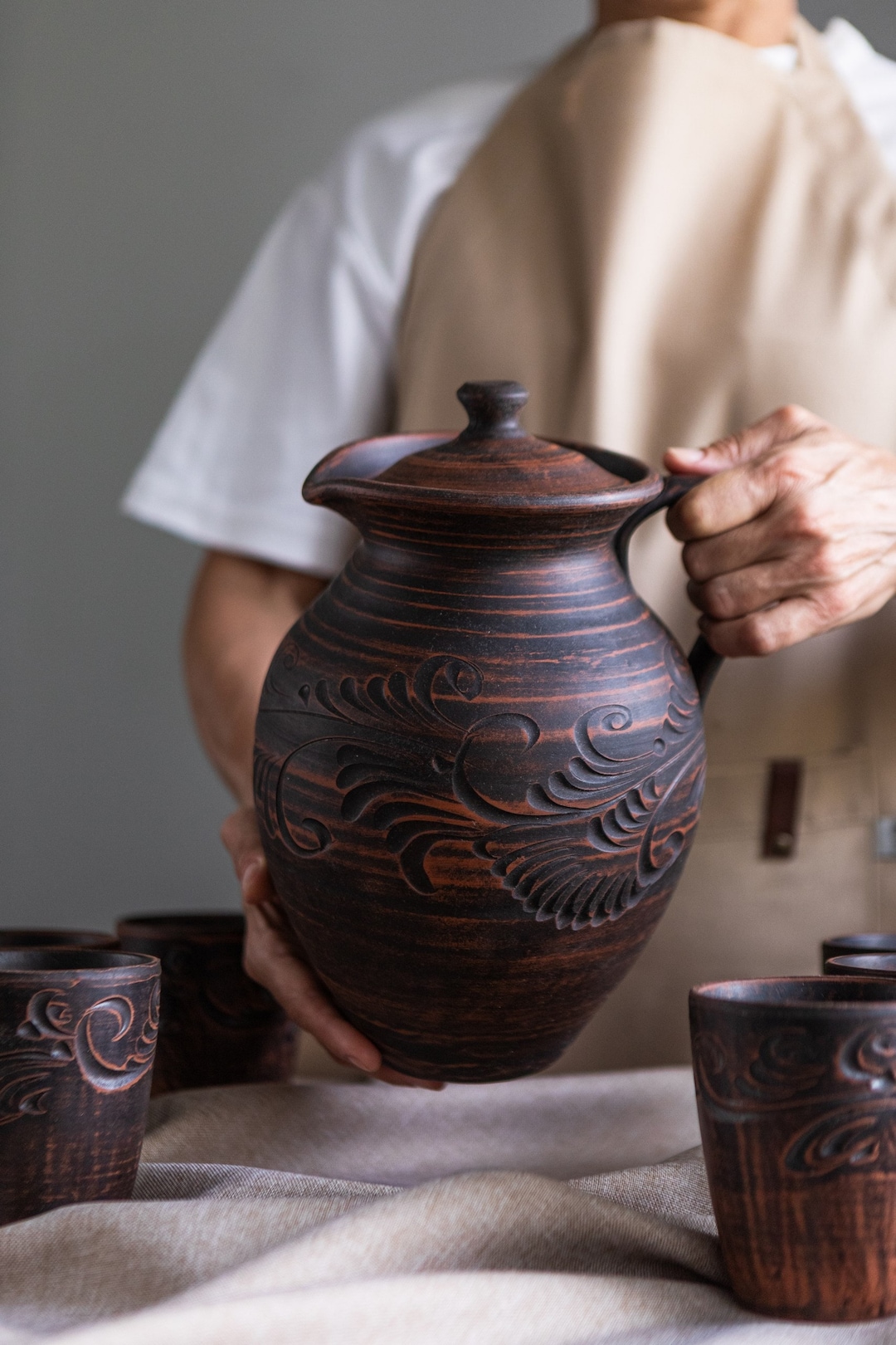 Barro Vidriado Ollas De Barro Son Toxicas Jarra De Vino, Jarra De