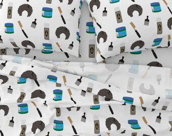 Afro Hair Tools Sheet Set: Italian Cotton Sateen Duvet Cover