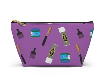 Purple Accessory Pouch: Afro Pick & Sheen Design - Travel Carry-all