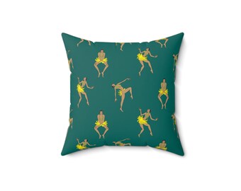 Josephine Baker Toss Pillow teal