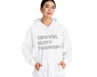 Travel is my therapy, wellness unisex hooded sweatshirt, pastel lite colors