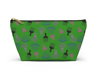 Green Afro Pick Accessory Pouch: Makeup & Travel Carry-all
