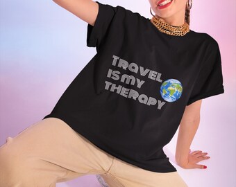 Travel is My Therapy Unisex T-Shirt, Casual Wear, Fitness Apparel, Travel Enthusiast Tee