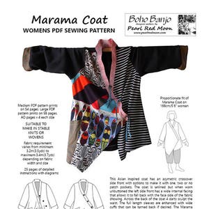 Marama Coat, womens PDF sewing pattern