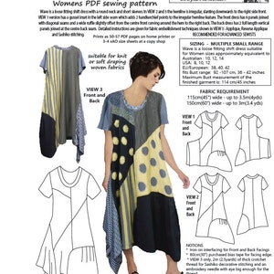 May include: A sewing pattern for a loose-fitting shift dress called "Wave" by Boho Banjo. The pattern includes instructions for fabric embellishment techniques such as applique, reverse applique, and sashiko stitching. The pattern is available in sizes 8-14 (US) or 38-42 (EU).