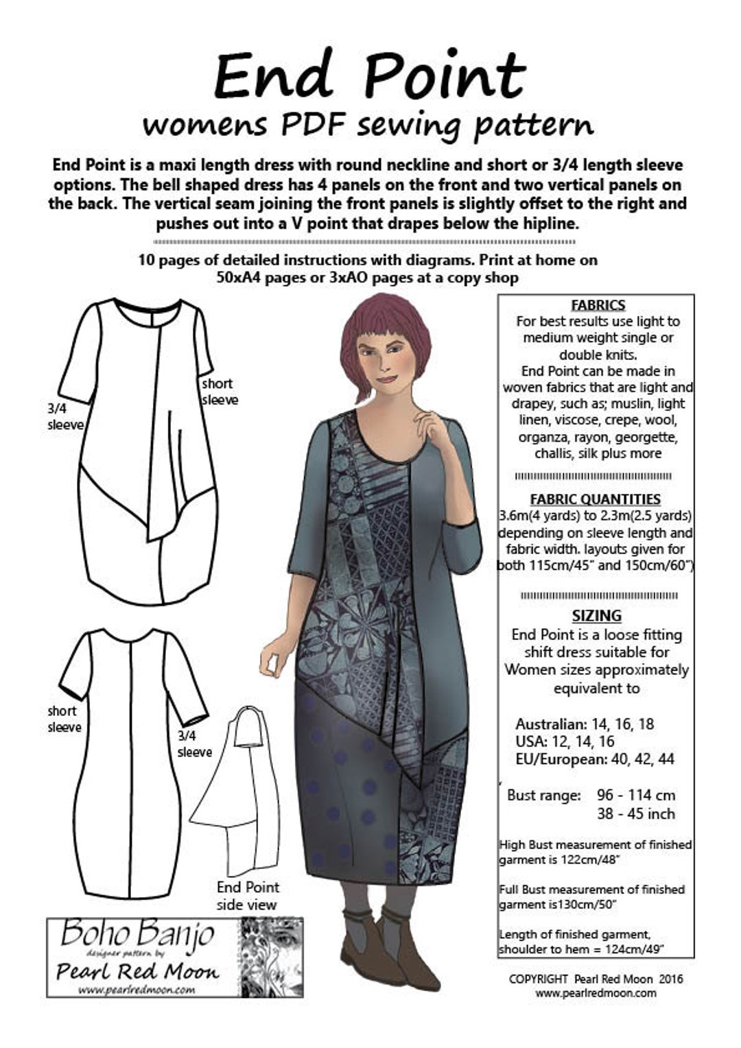 End Point, Womens PDF Sewing Pattern - Etsy