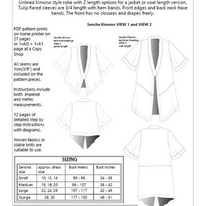 Sencha Kimono, womens PDF sewing pattern image 2