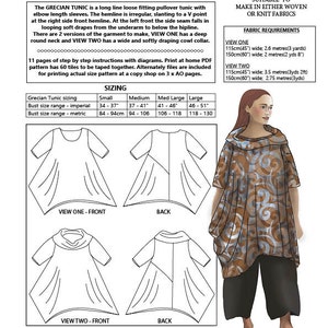 Grecian Tunic, PDF Sewing Pattern - Etsy