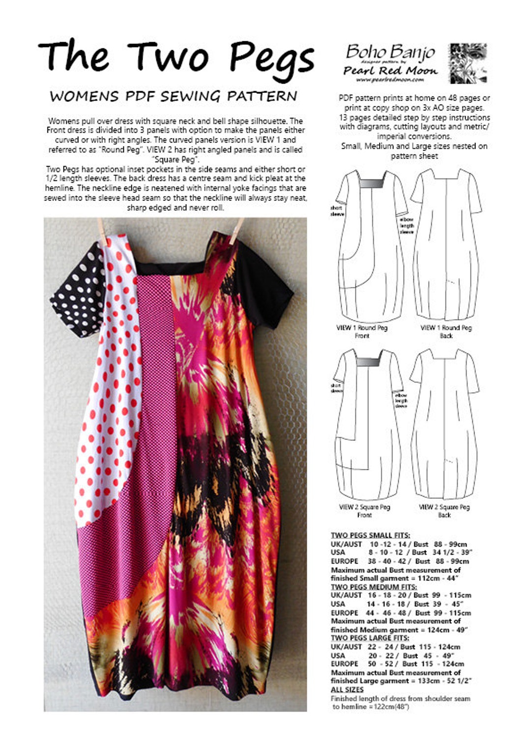 The TWO PEGS Dress Womens PDF Pattern Etsy