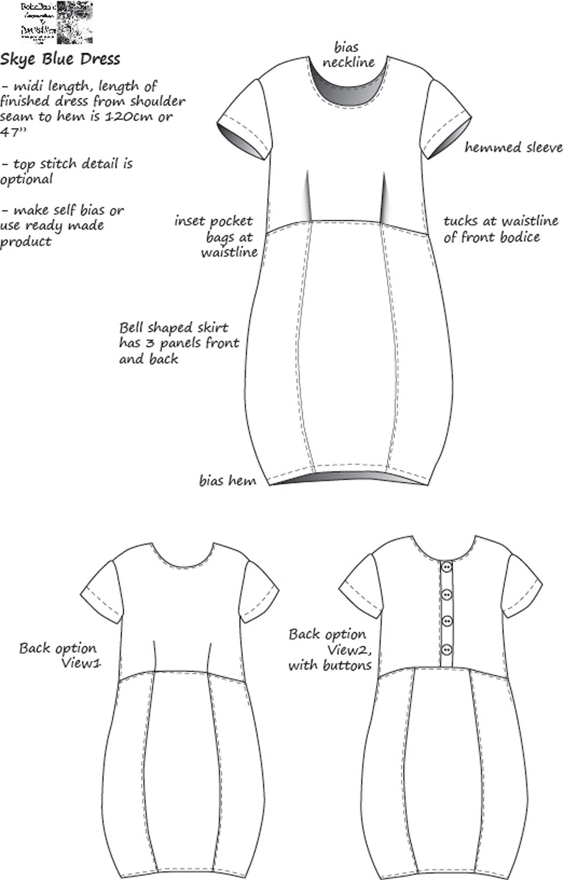 Skye Blue Dress Pdf Sewing Pattern | Etsy