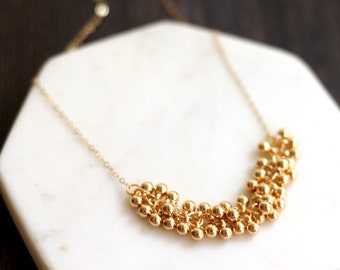 As seen on Mad About You Revival E1 Dainty gold bead cluster necklace Gaia minimalist  jewelry gift for her VitrineDesigns