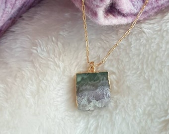 Amethyst slice stalactite pendant necklace February birthstone Aquarius birthday VitrineDesigns