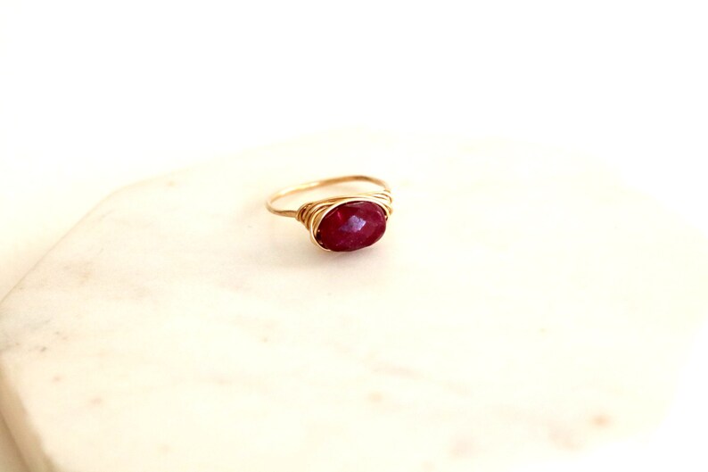 Ruby Ring Genuine Red Ruby Gold Ring July Birthstone for Her Etsy