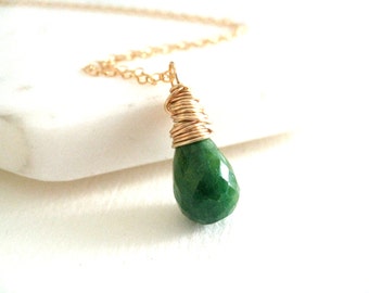 Emerald gemstone pendant necklace May Birthstone Birthday Gift for her Under 75 Vitrine