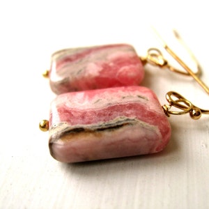 Rhodochrosite earrings Candy pink gemstone dangles Rhodonite Bridesmaids gift by Vitrine gift for her image 5